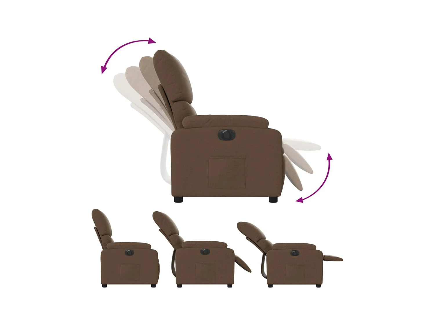 Fauteuil inclinable électrique Marron Tissu