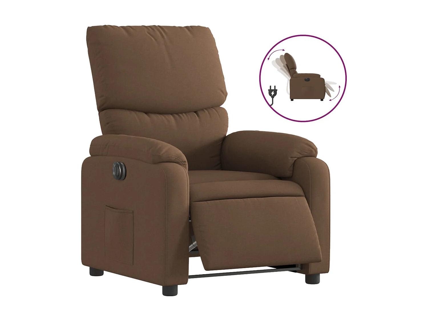 Fauteuil inclinable électrique Marron Tissu