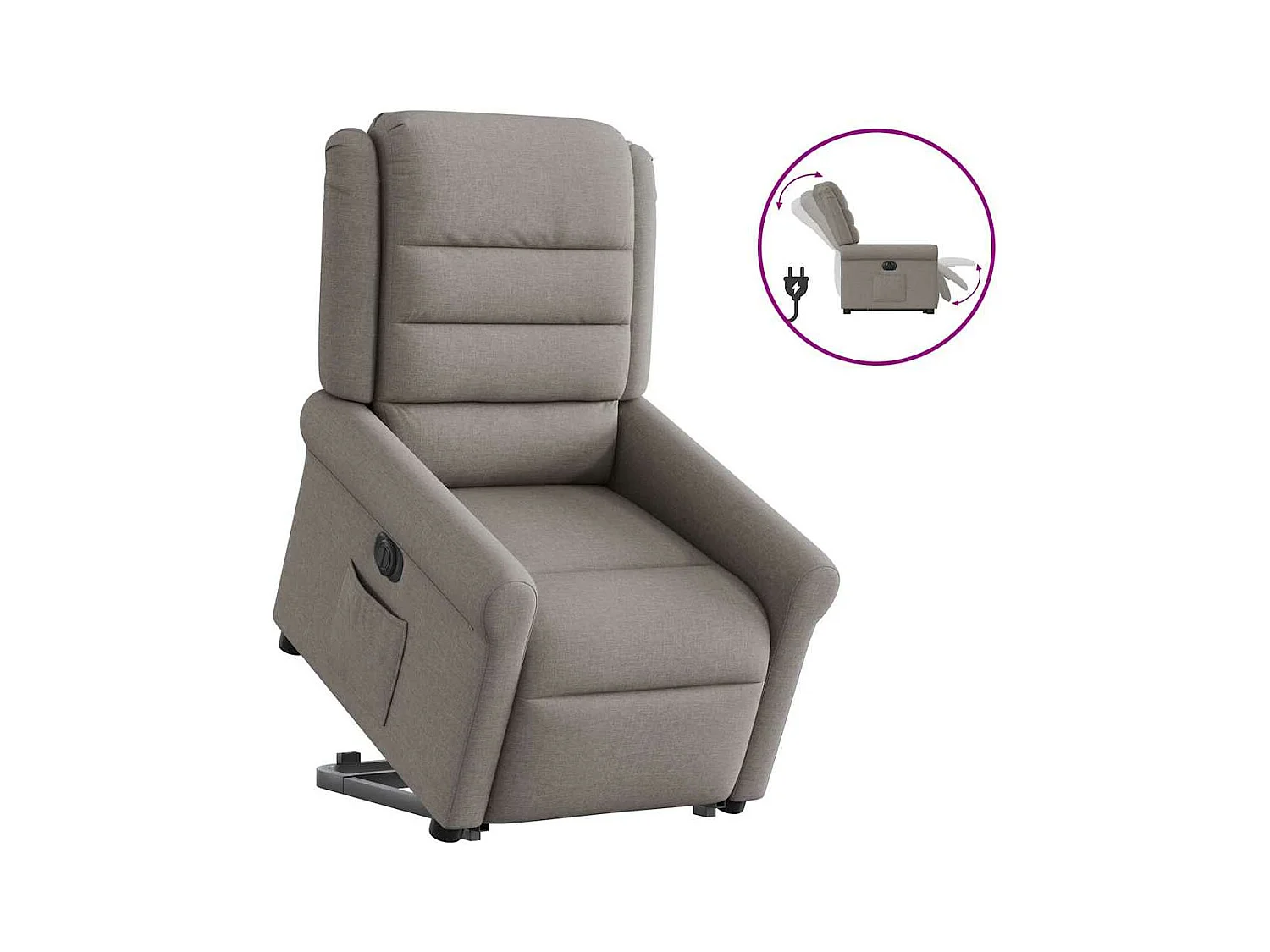 Fauteuil inclinable électrique taupe tissu