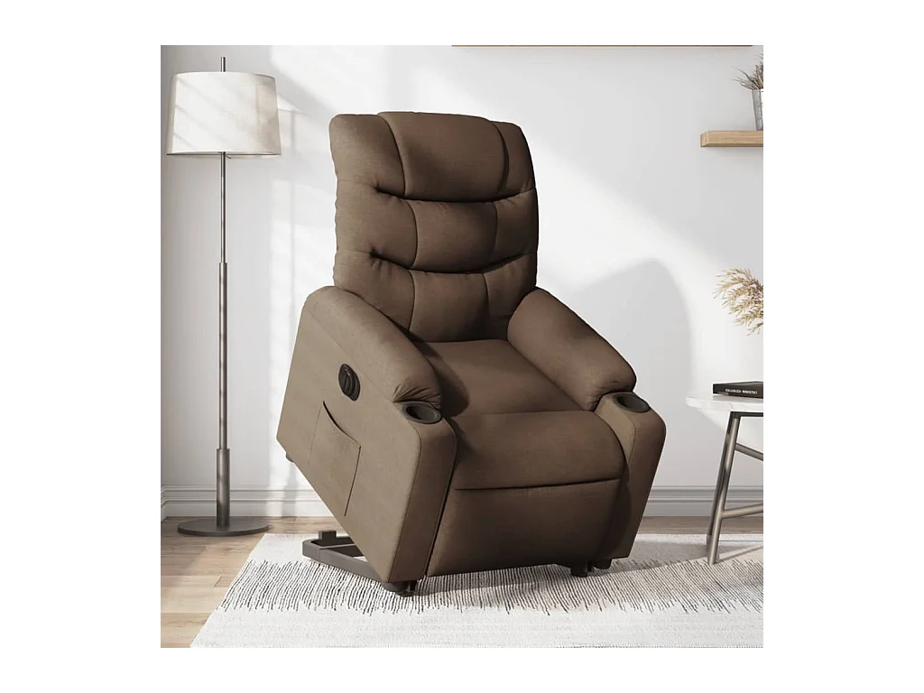 Fauteuil inclinable électrique marron tissu