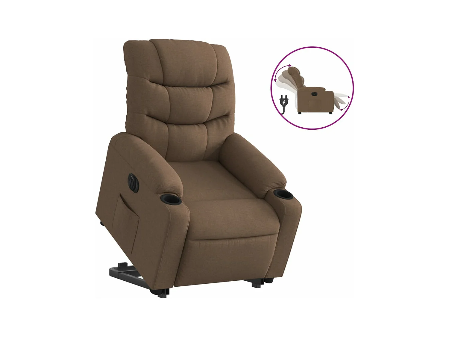 Fauteuil inclinable électrique marron tissu