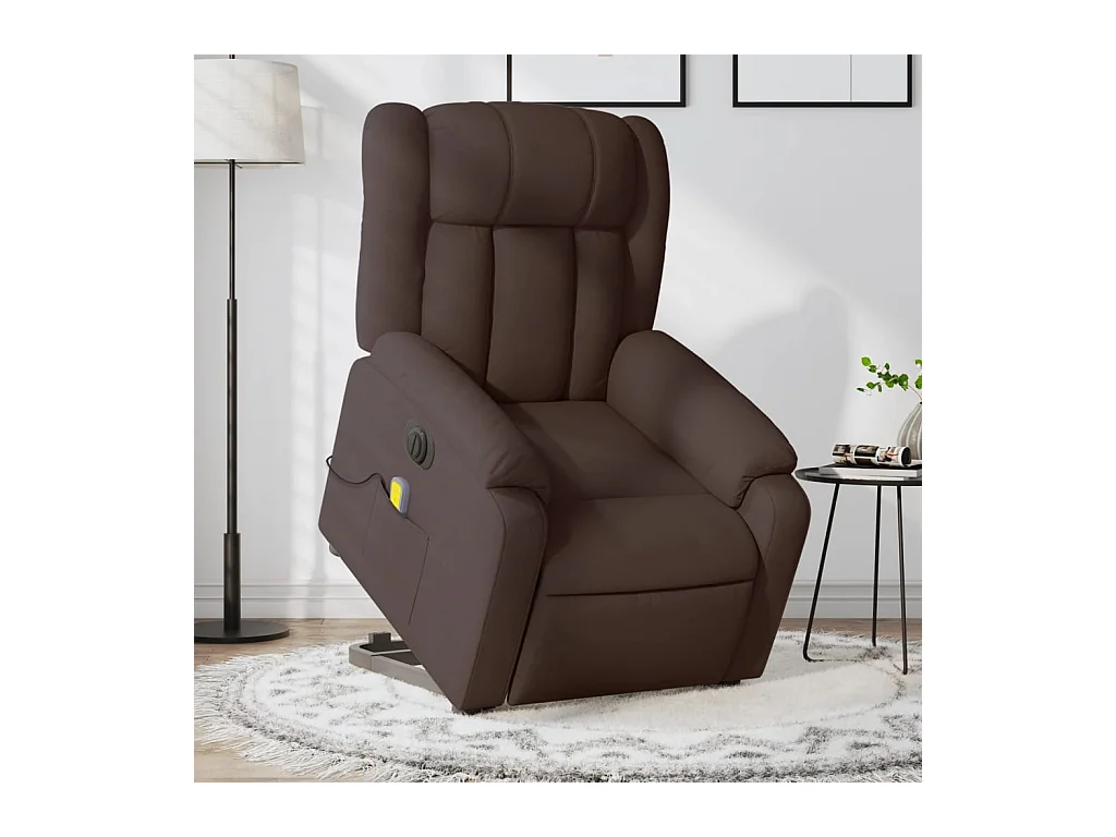 Fauteuil inclinable de massage électrique Marron foncé Tissu