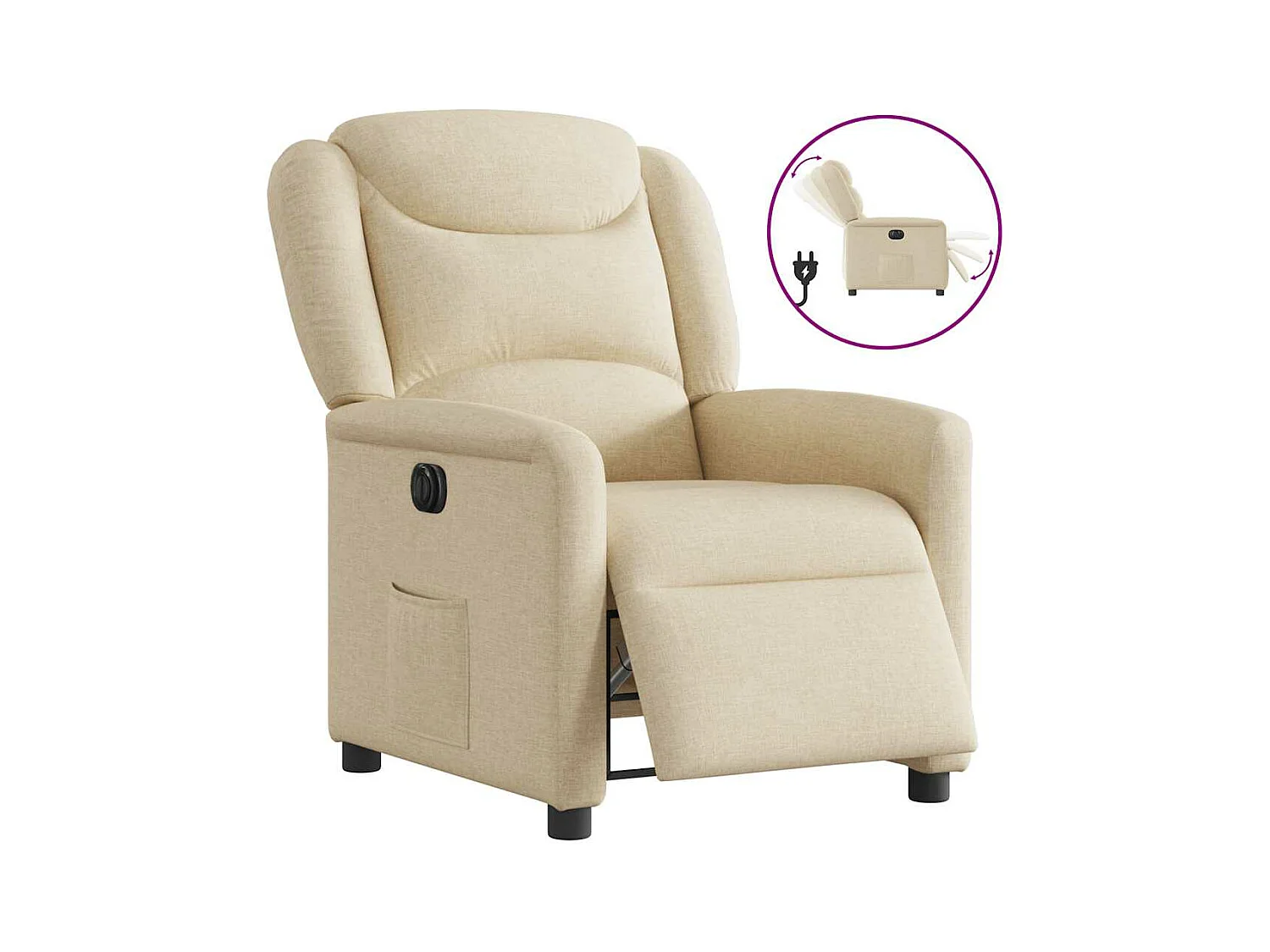 Fauteuil inclinable électrique Crème Tissu