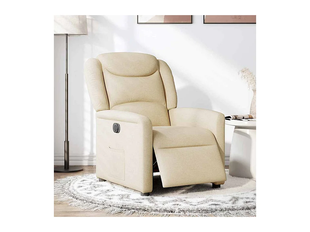 Fauteuil inclinable électrique Crème Tissu