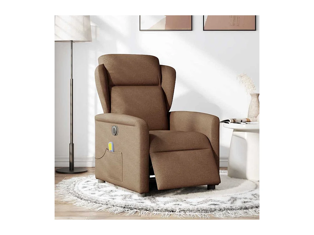Poltrona reclinabile massaggiante elettrica in tessuto marrone