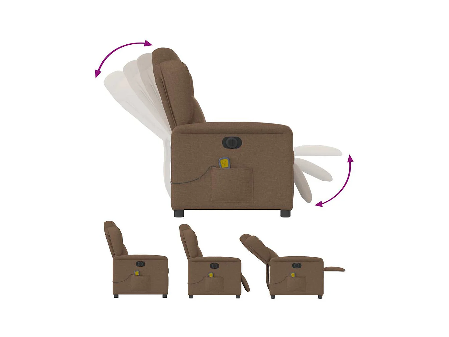 Poltrona reclinabile massaggiante elettrica in tessuto marrone