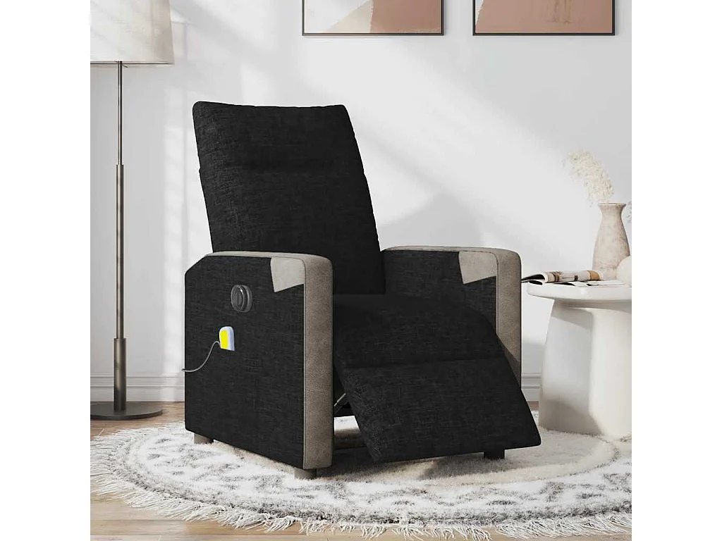 Fauteuil de massage inclinable électrique Noir Tissu