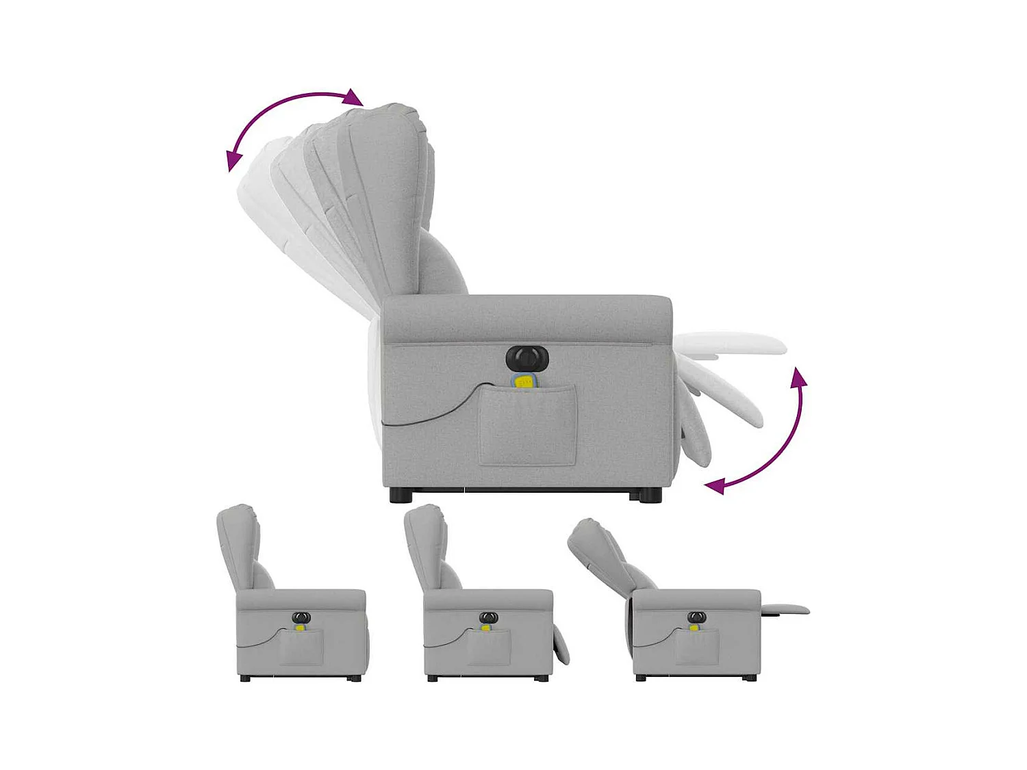 Fauteuil inclinable de massage électrique gris nuage tissu