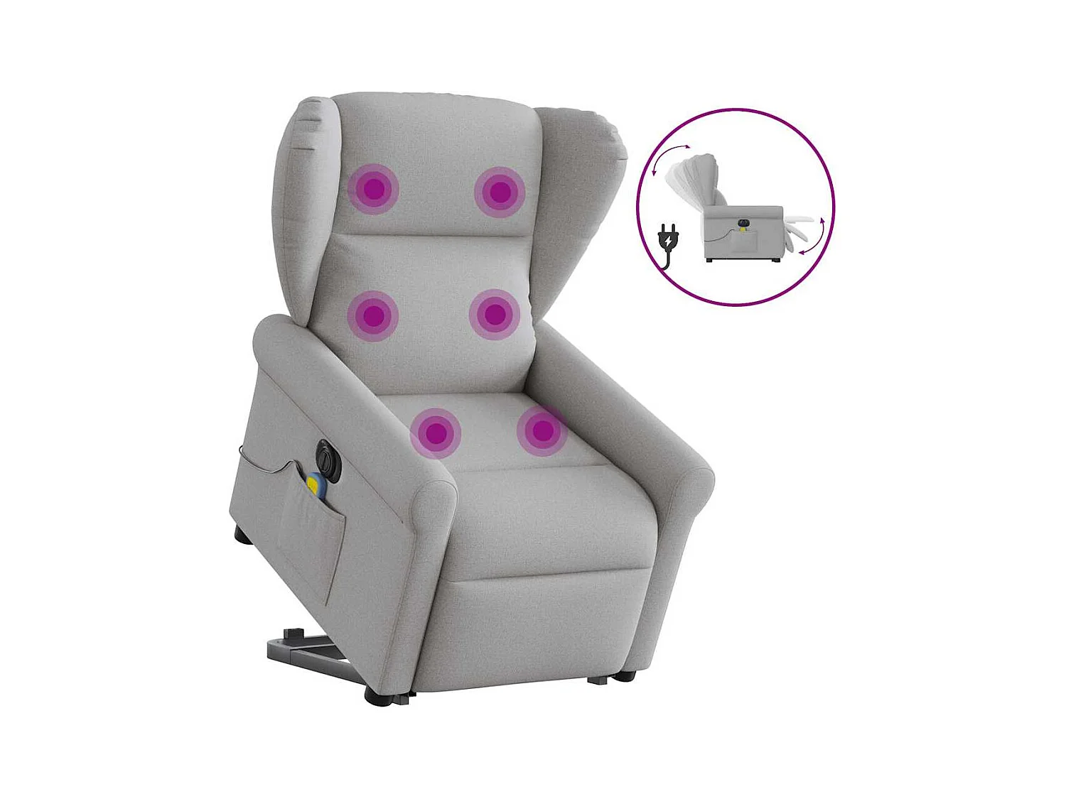 Fauteuil inclinable de massage électrique gris nuage tissu
