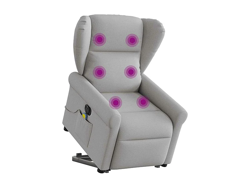 Cadeira reclinável elétrica de massagem em tecido cinza nuvem