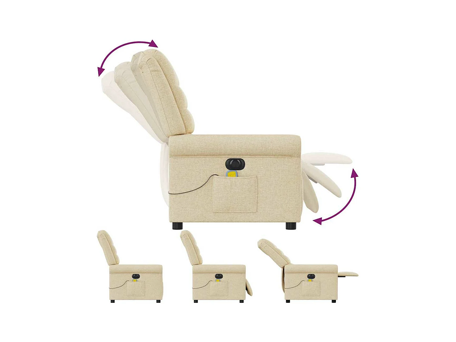 Sillón reclinable de masaje eléctrico de tela color crema