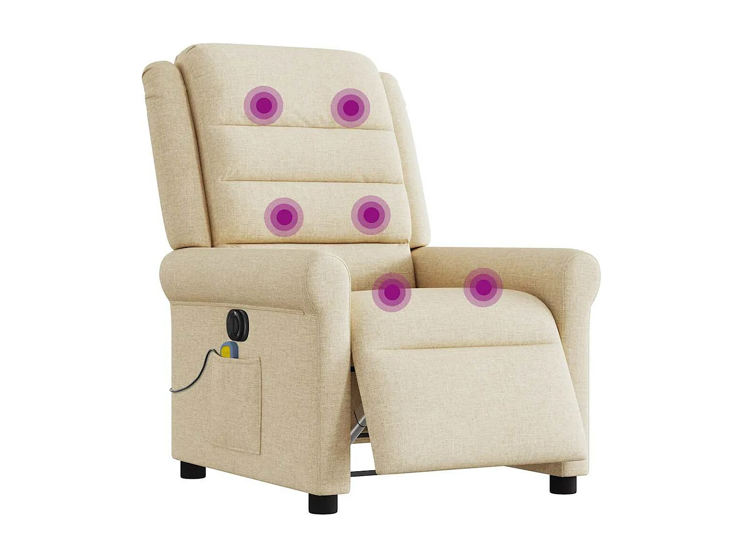 Fauteuil inclinable de massage électrique crème tissu
