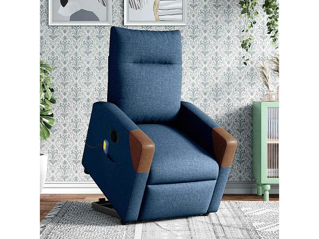 Elektrischer Massagesessel mit blauem Stoff