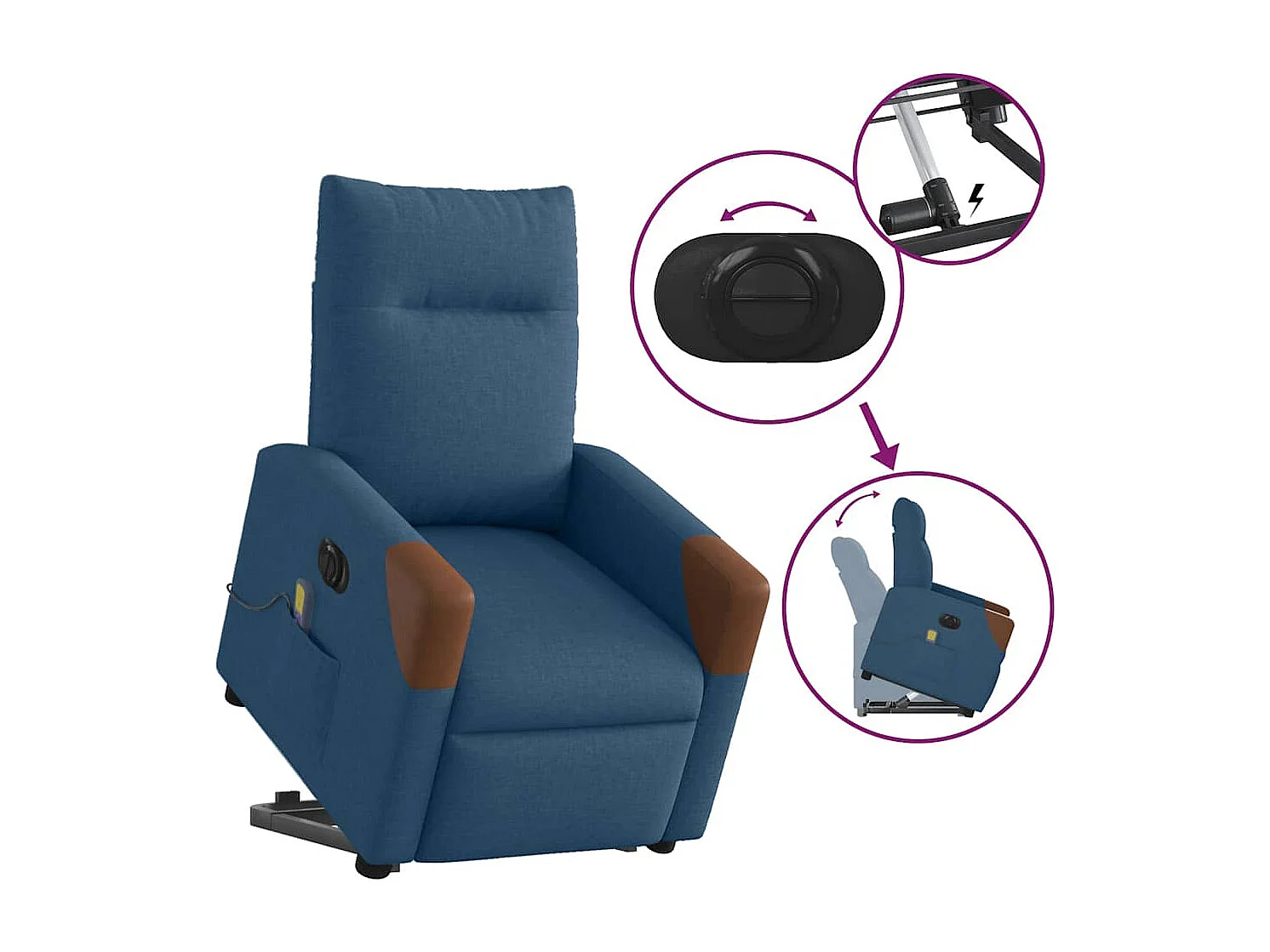 Elektrischer Massagesessel mit blauem Stoff