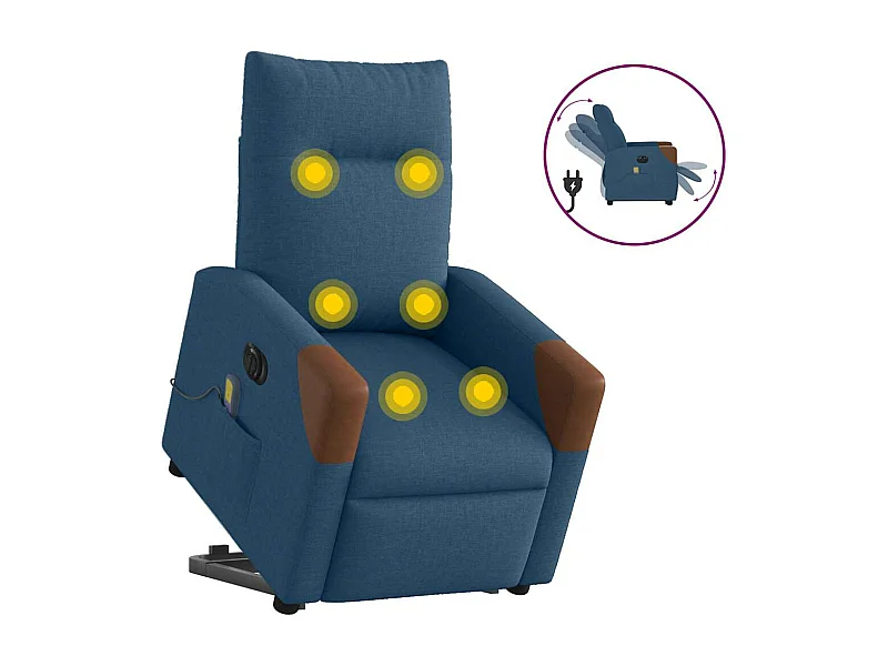 Sillón reclinable de masaje eléctrico de tela azul