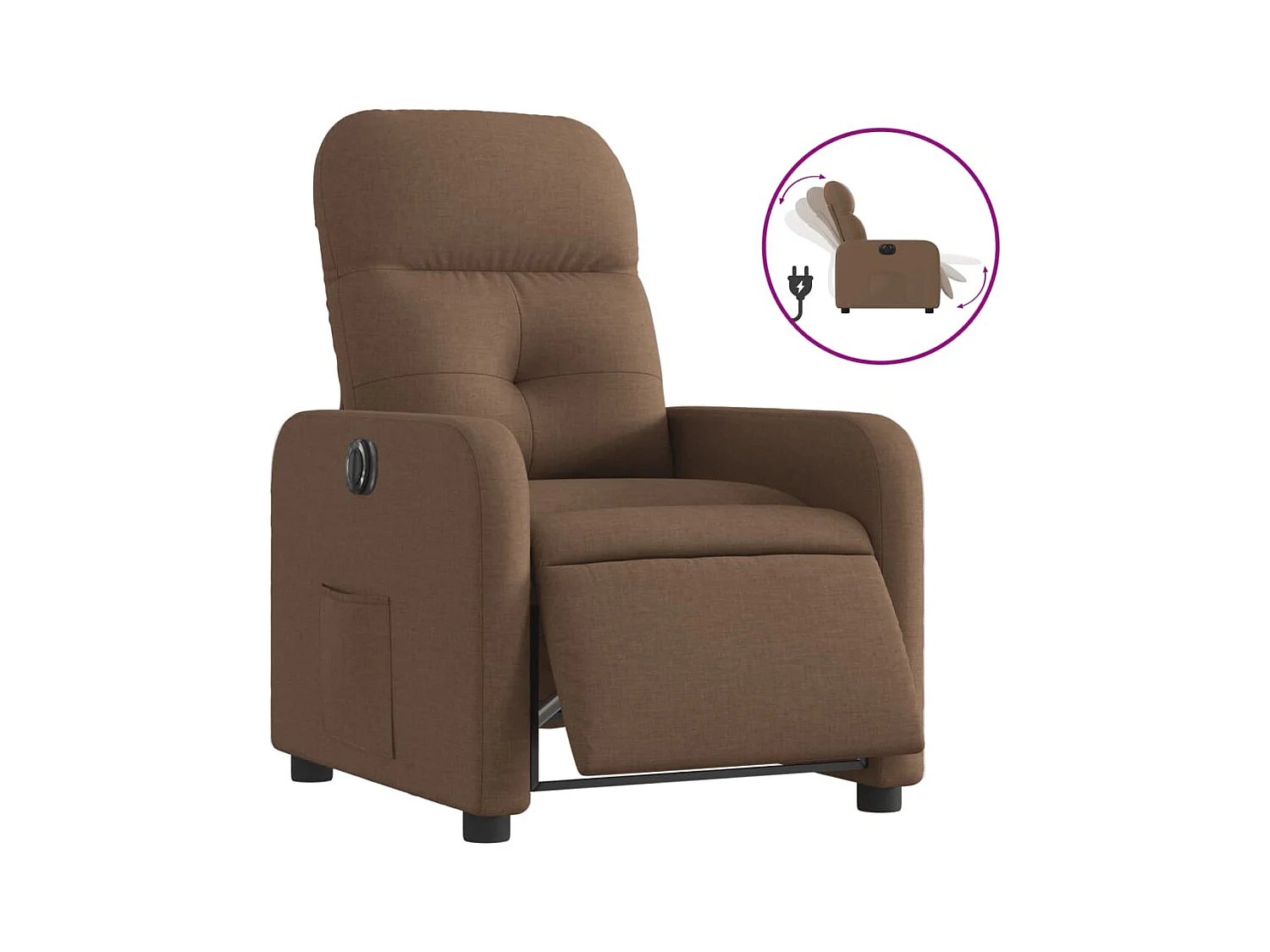 Fauteuil inclinable électrique Marron Tissu