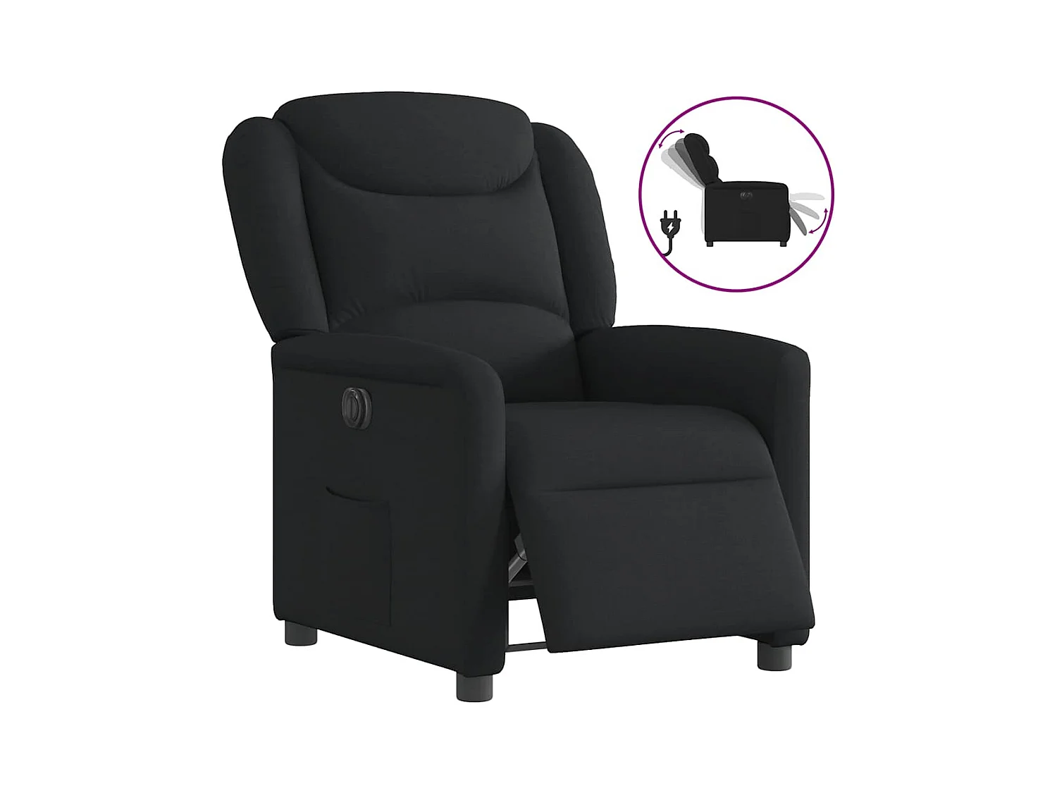 Fauteuil inclinable électrique Noir Tissu