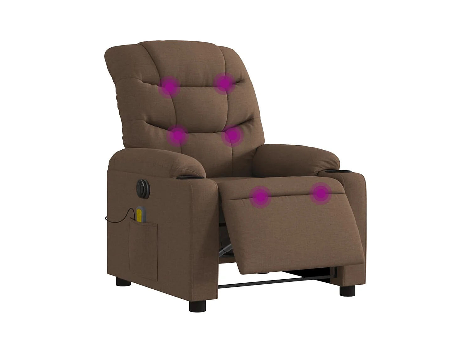 Fauteuil inclinable de massage électrique marron tissu