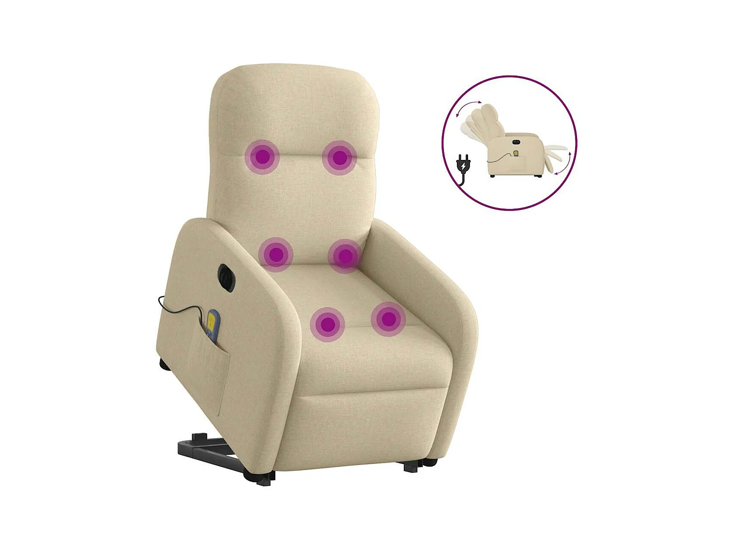 Fauteuil inclinable de massage électrique Crème Tissu