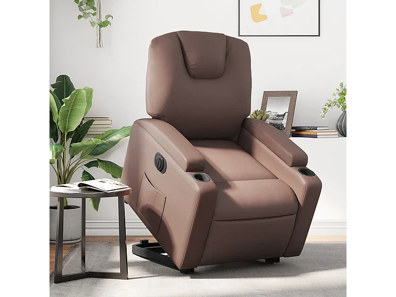 Fauteuil inclinable électrique marron similicuir