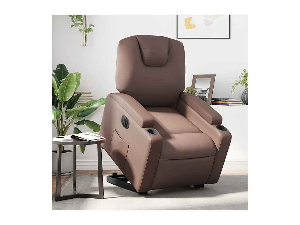 Fauteuil inclinable électrique marron similicuir