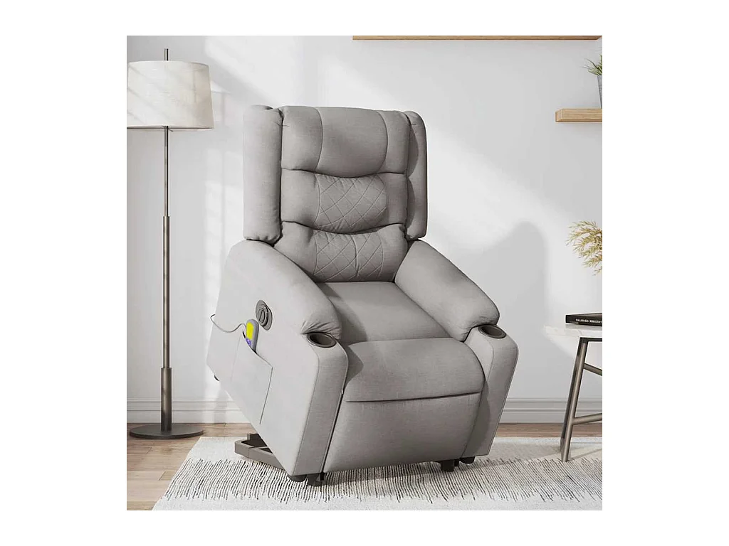 Poltrona reclinabile elettrica per massaggio in tessuto grigio nuvola