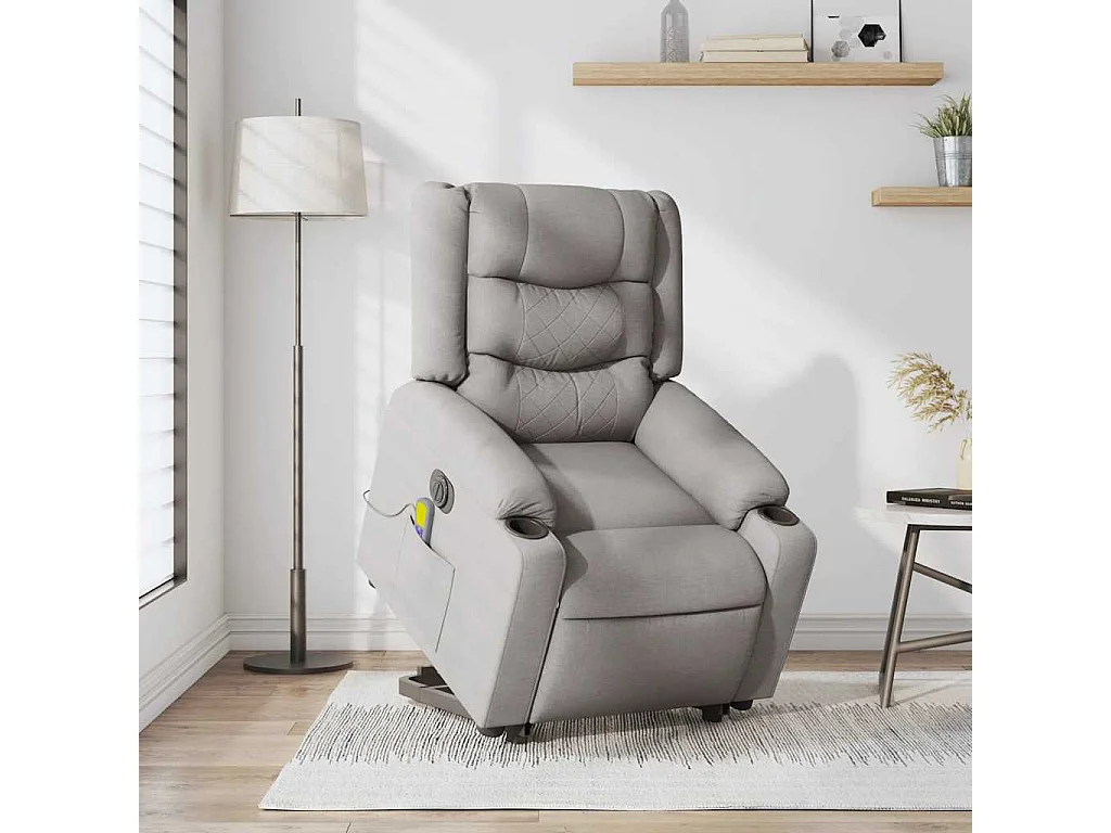 Fauteuil inclinable de massage électrique gris nuage tissu