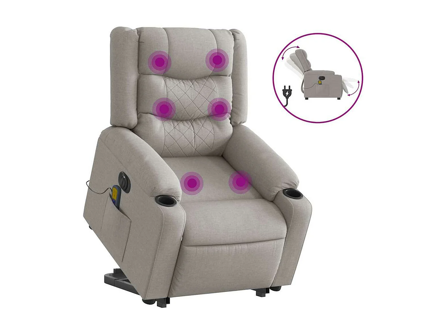 Fauteuil inclinable de massage électrique gris nuage tissu
