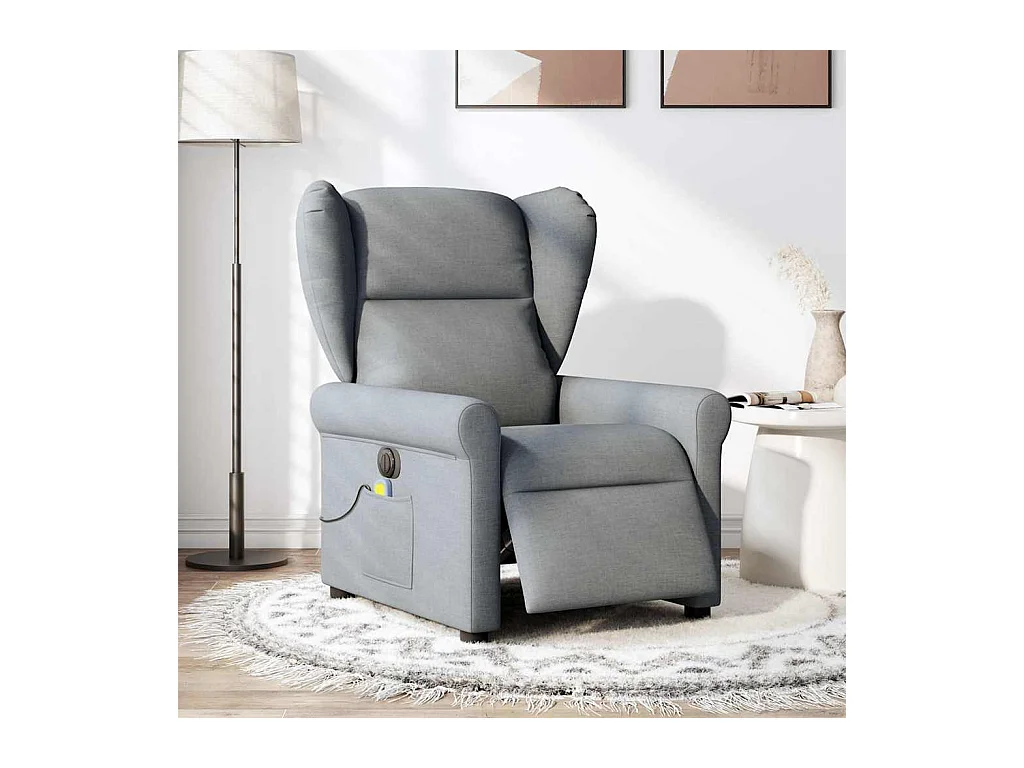 Fauteuil de massage inclinable électrique gris clair tissu