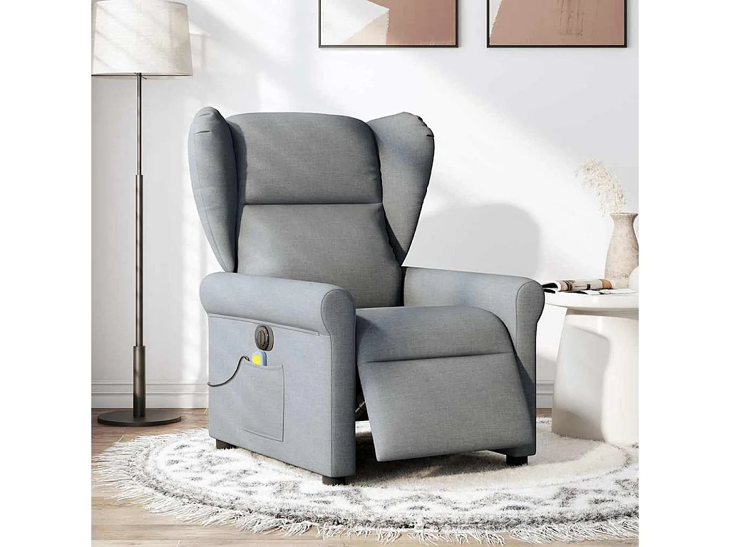 Fauteuil de massage inclinable électrique gris clair tissu