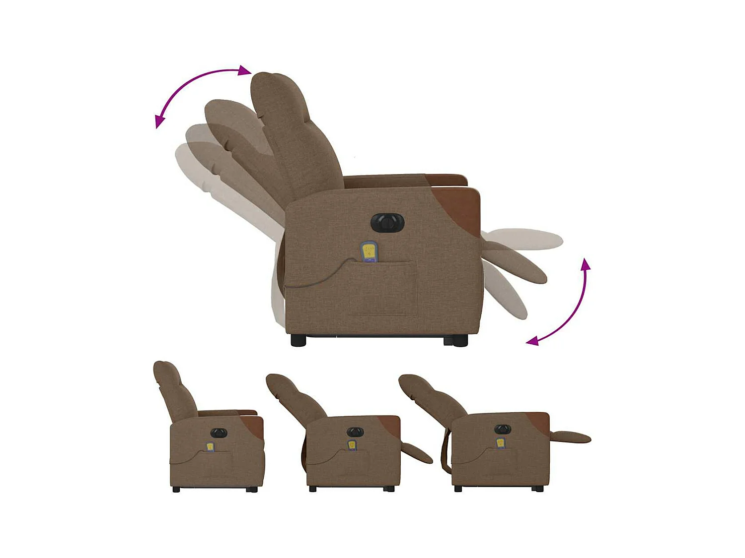 Sillón reclinable de masaje eléctrico de tela marrón