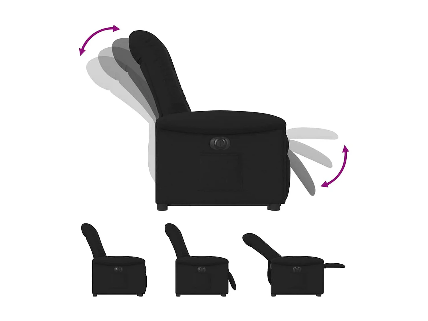 Fauteuil inclinable électrique noir tissu