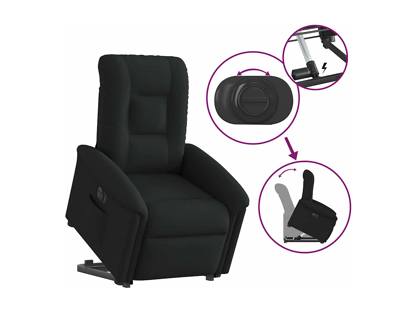 Fauteuil inclinable électrique noir tissu
