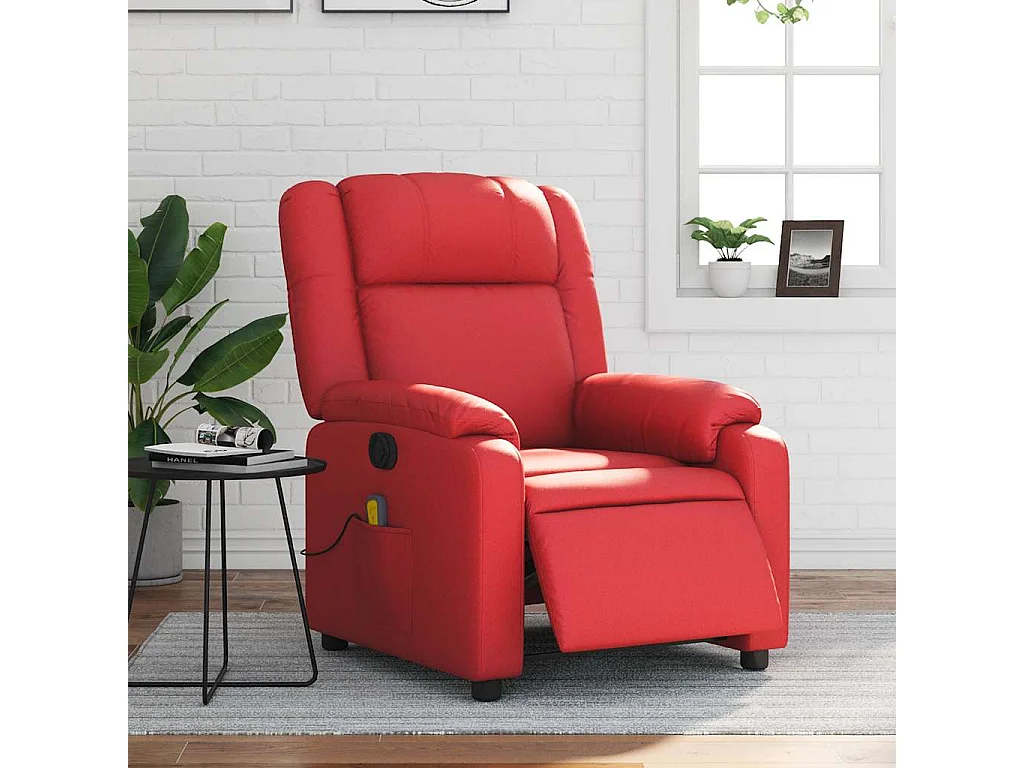 Fauteuil de massage inclinable électrique rouge similicuir