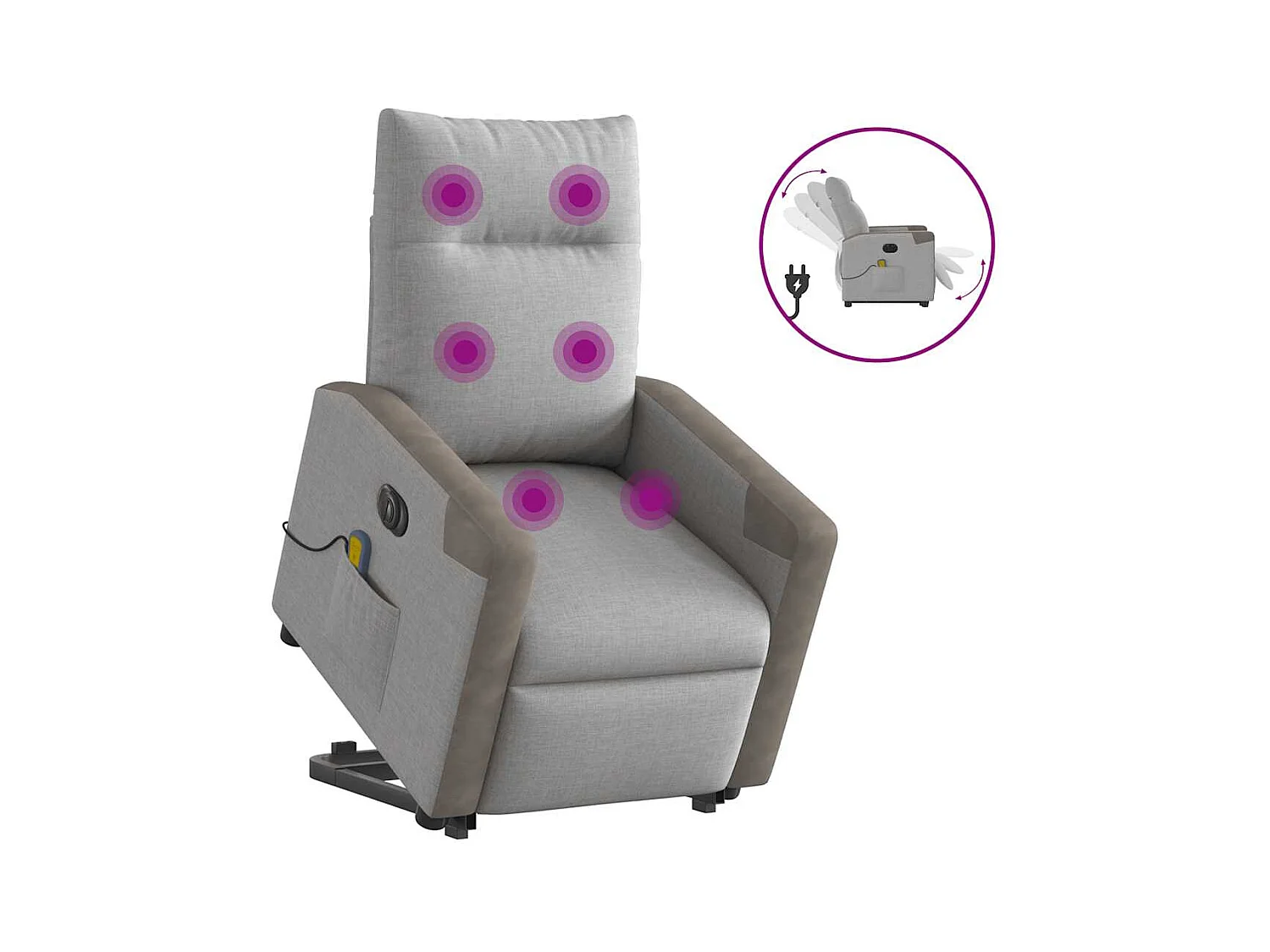 Fauteuil inclinable de massage électrique gris nuage tissu