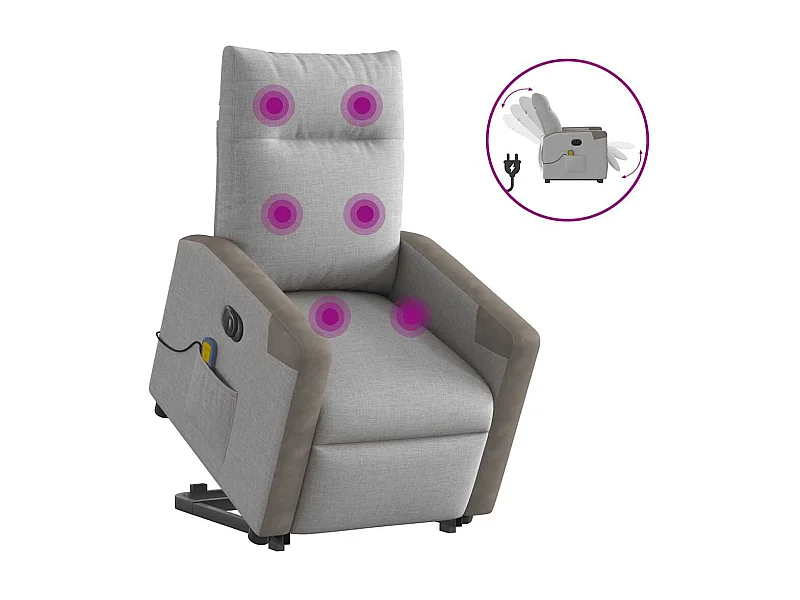 Fauteuil inclinable de massage électrique gris nuage tissu