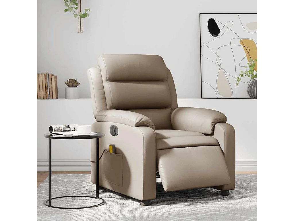 Fauteuil de massage inclinable électrique cappuccino similicuir