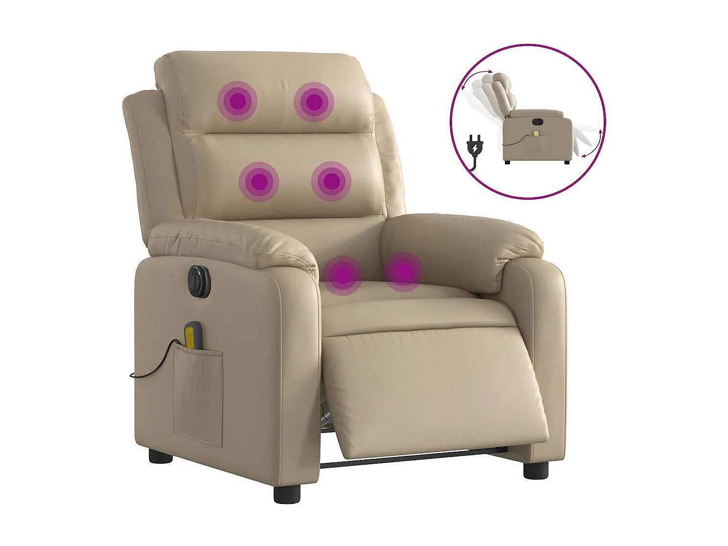 Fauteuil de massage inclinable électrique cappuccino similicuir