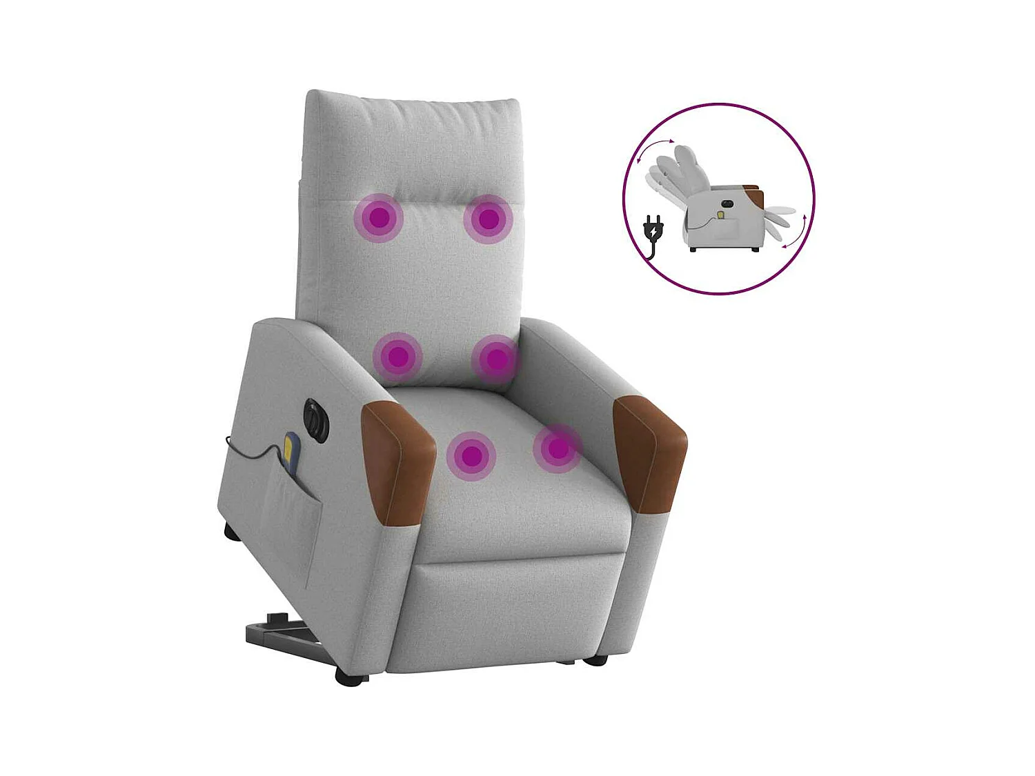 Fauteuil inclinable de massage électrique gris nuage tissu