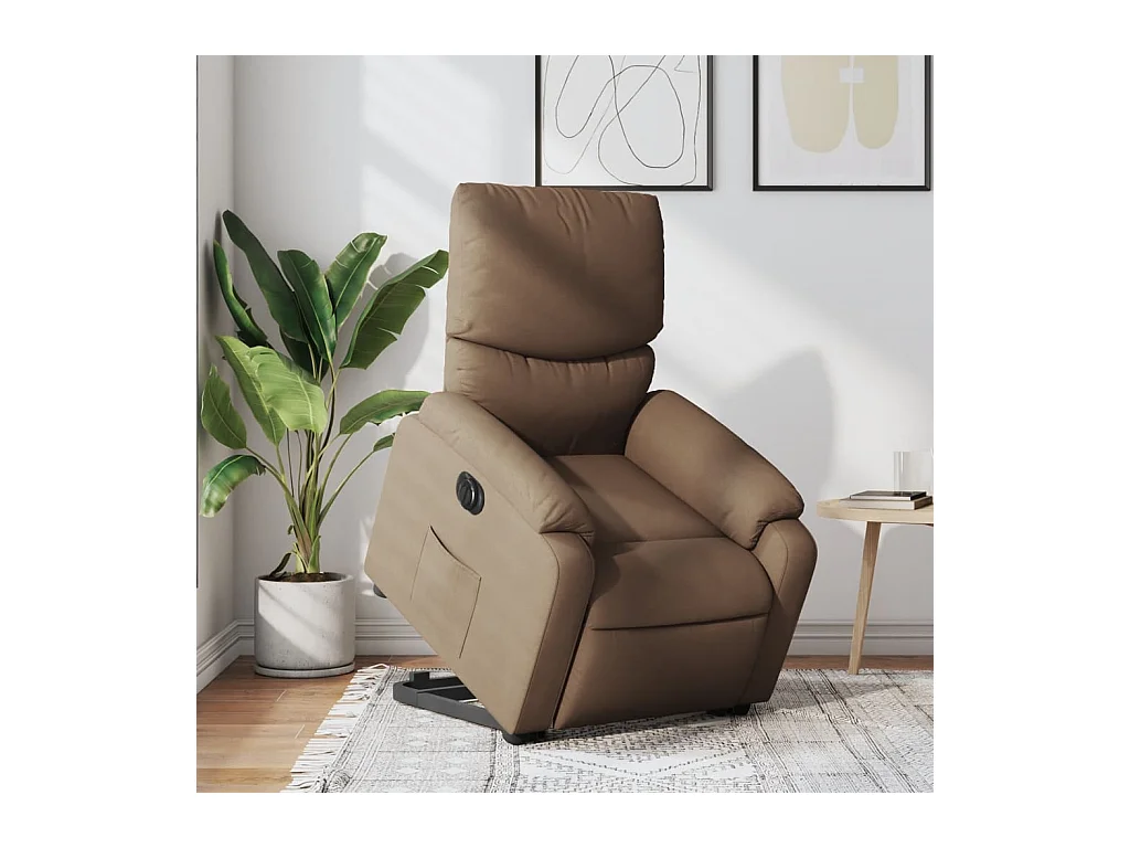 Fauteuil inclinable électrique marron tissu