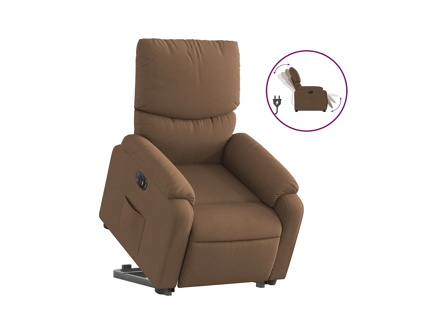 Fauteuil inclinable électrique marron tissu