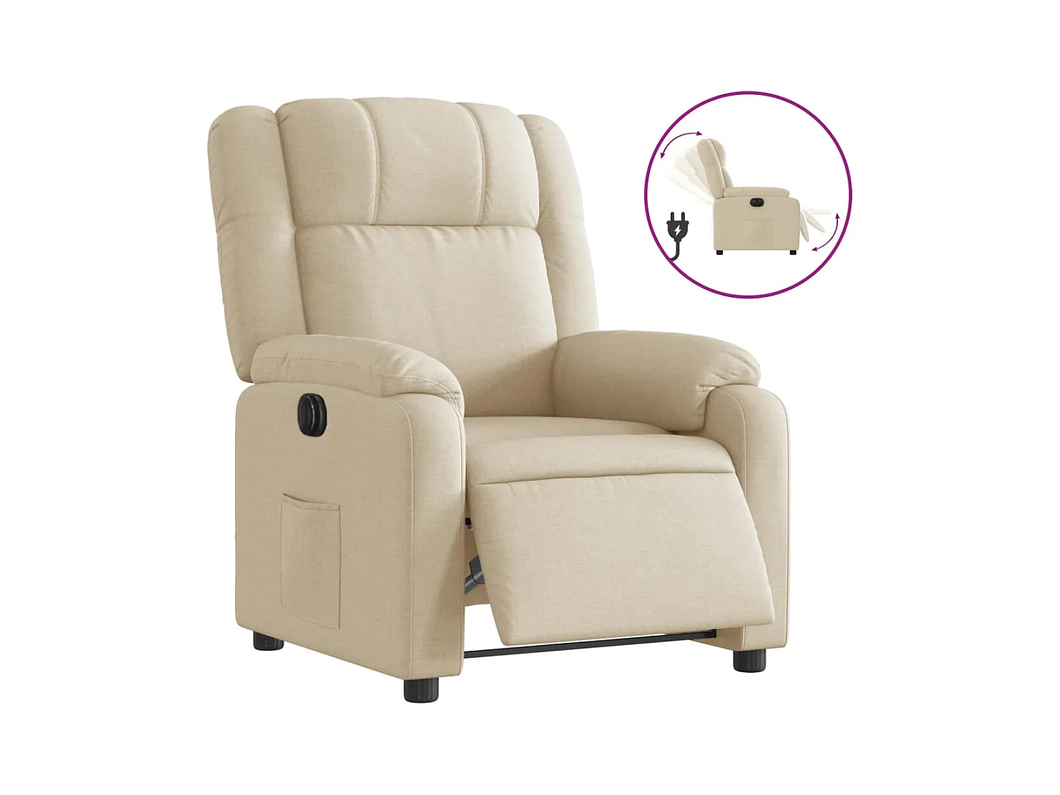 Fauteuil inclinable électrique Crème Tissu