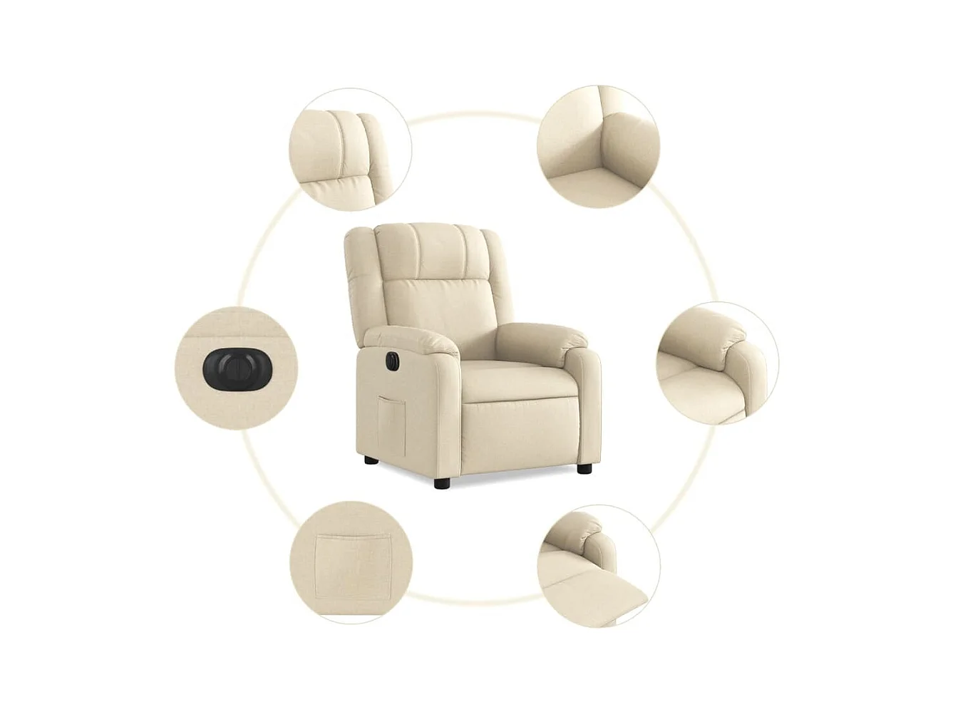 Fauteuil inclinable électrique Crème Tissu
