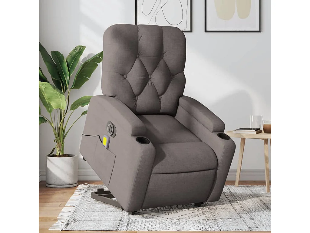 Fauteuil inclinable de massage électrique Taupe Tissu
