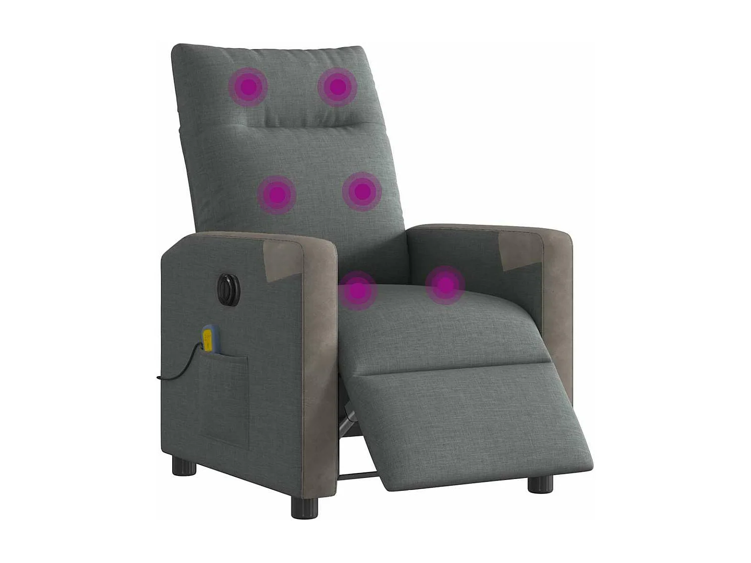 Sillón masajeador eléctrico reclinable de tela gris oscuro