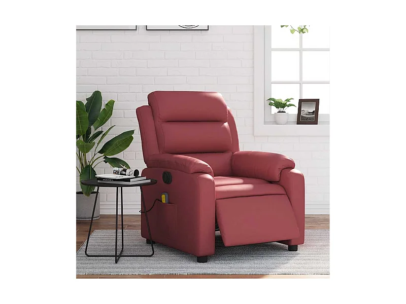 Fauteuil de massage inclinable électrique rouge bordeaux