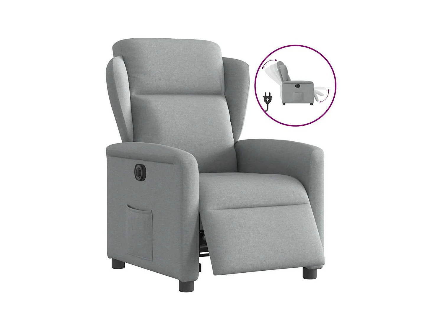 Fauteuil inclinable électrique Gris clair Tissu