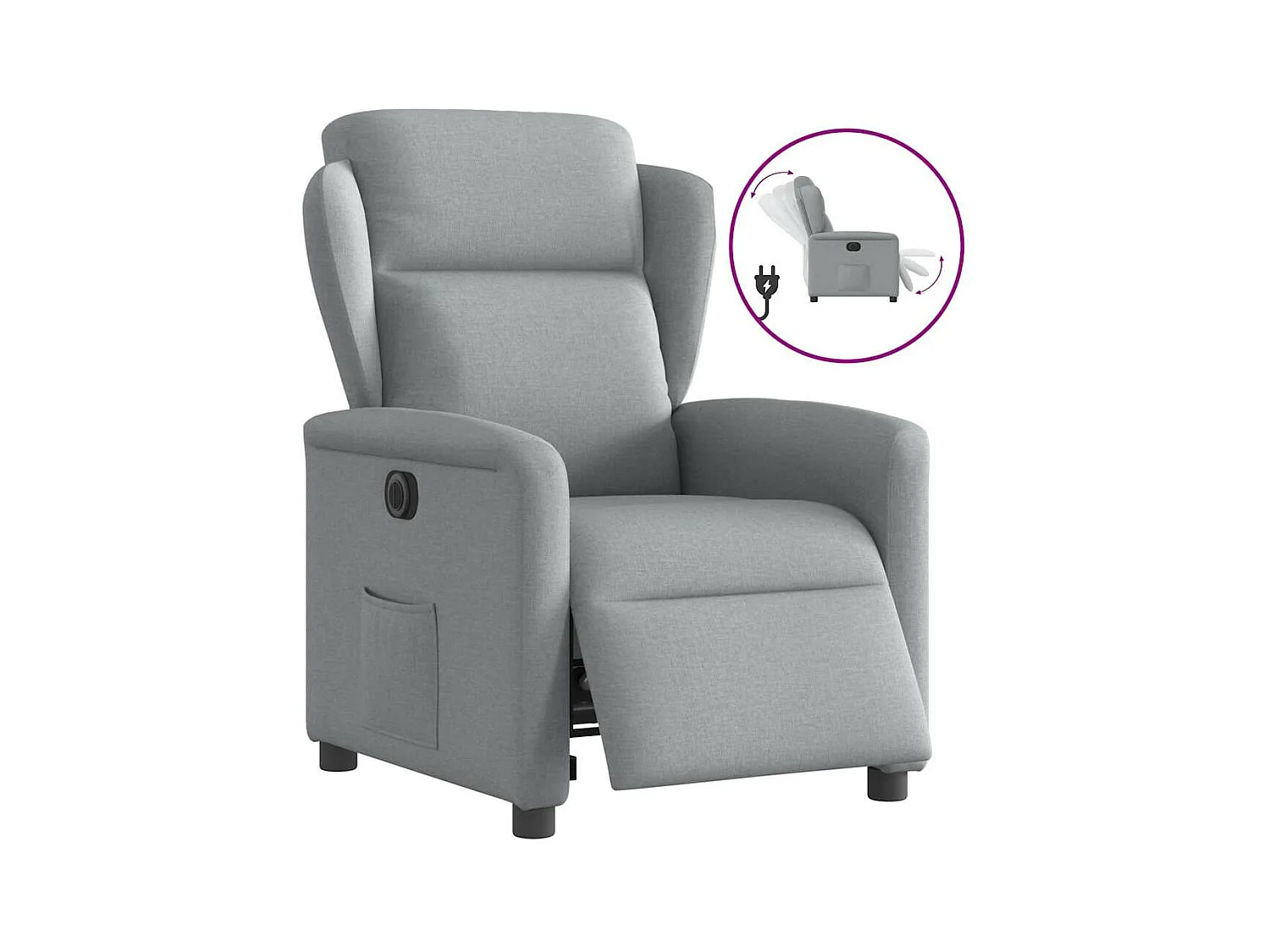 Fauteuil inclinable électrique Gris clair Tissu