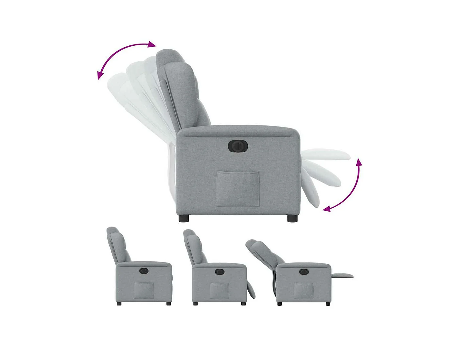 Fauteuil inclinable électrique Gris clair Tissu