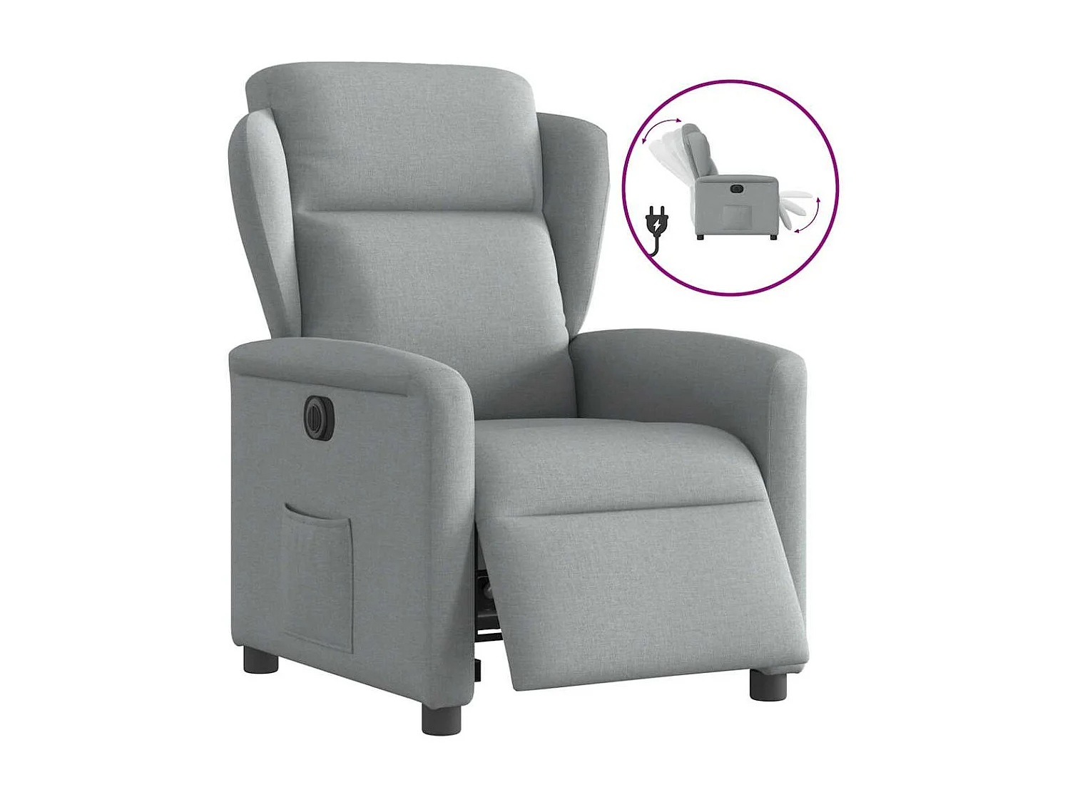 Fauteuil inclinable électrique Gris clair Tissu